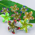 Hand colorido Artificial Frangipani Flowe com Shell Pearl